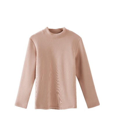 加绒加厚半高领打底衫女保暖上衣