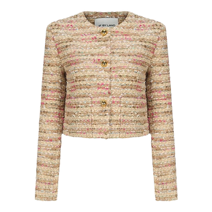 IF BY LAND设计师品牌LOOKNOW小香风圆领短款粗花呢外套女