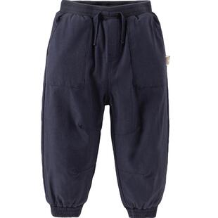 戴维贝拉儿童加绒裤子2026冬装新款男宝宝工装裤女童中大童束脚裤