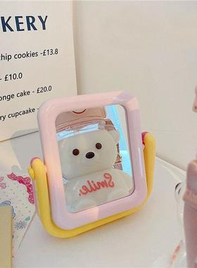 简约桌面装饰马克龙拼色台式小镜子随声便捷学生宿舍桌面装饰摆饰