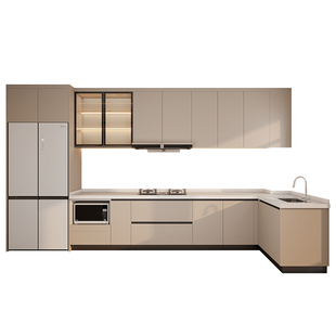 全友全屋定制整体橱柜家用L型厨柜灶台碗柜一体柜开放式厨房柜子