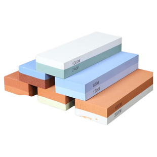 磨刀石家用菜刀厨房专用双面粗细油石开刃白刚玉天然木工磨刀器