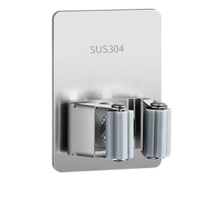 免打孔不锈钢拖把夹扫把挂钩强力粘钩卫生间壁挂式收纳夹挂拖把夹