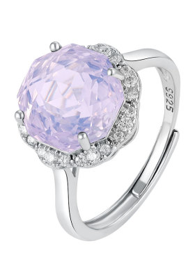 天然彩宝女纯银时尚玫瑰切戒指