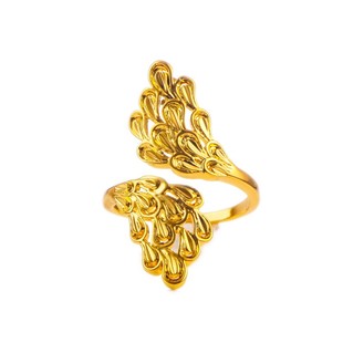 新款凤凰羽毛镀金仿真黄金戒指结婚假三金沙金指环可调节不掉色