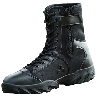 超轻作战靴男保安陆战靴高帮透气战术黑色安检帆布训练鞋军战靴女