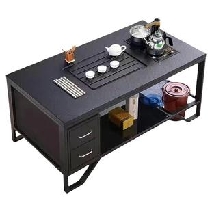 火烧石茶台现代商务会客茶几功夫茶壶一体式泡茶办公室岩板石茶台