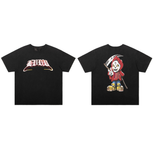 VLONE 暗夜匪帮 做旧水洗 短袖T恤 男女同款 黑色 V-00057