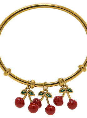 LAMUANA【新年圣诞限定】樱桃蝴蝶结珐琅彩手镯法式复古礼物