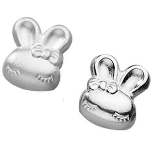 999足银兔子银珠子散珠红绳编织手链diy银饰配件纯银隔珠手串配珠