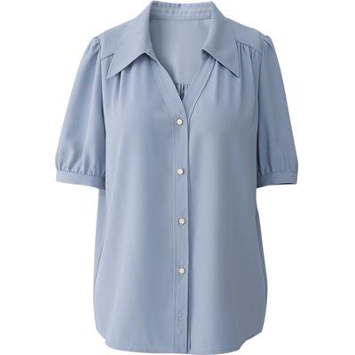 娅丽达v领短袖通勤衬衫女