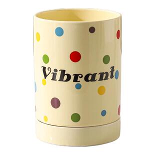 奶油彩色波点陶瓷筷子筒沥水防霉高颜值家用厨房台面筷子收纳桶