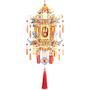 拼界王国六角宫灯金属拼装模型3d立体拼图灯笼diy手工国风礼物