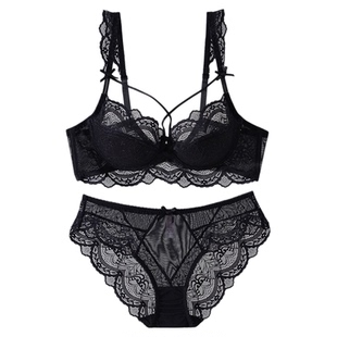维多利亚秋冬大码性感惑内衣纯欲大胸蕾丝女薄款聚拢文胸罩套装