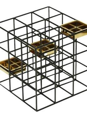 欧式简约金属网格烛台艺术摆件