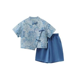 齐齐熊男童汉服套装薄儿童国风新中式宝宝唐装节日表演服周岁礼服