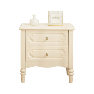 法式复古实木白色床头柜