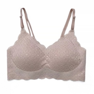 古妃518日本无痕1片式薄款安心养护内衣女交叉细带美背蕾丝文胸罩