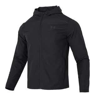 安德玛外套男梭织连帽运动服保暖冲锋登山防风衣薄款速干跑步夹克