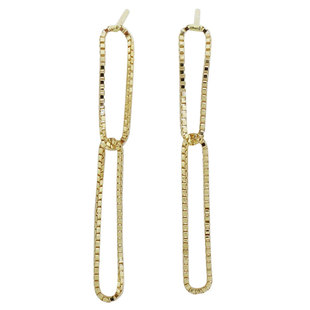 白小C 韩国进口K黄金14K/10K金耳环 蛇骨流苏圆环吊坠耳链耳钉