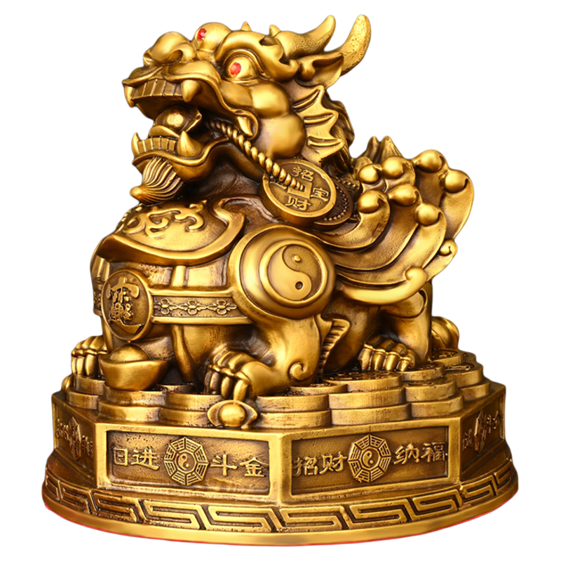 黄铜八卦貔貅摆件圆底双角