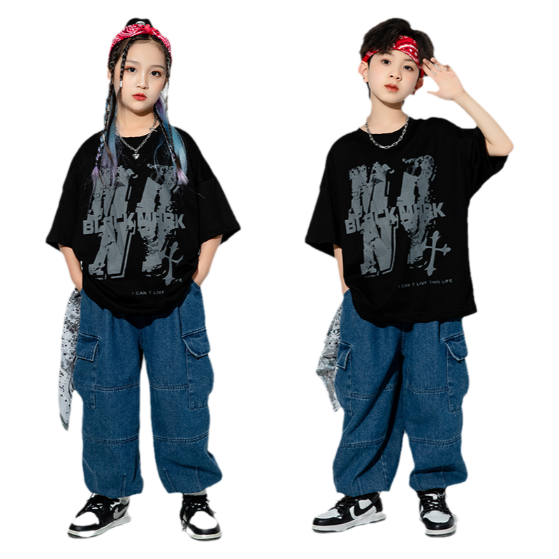 六一儿童表演服装嘻哈男童街舞潮服酷帅套装夏季爵士舞女童演出服