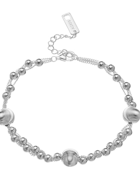 AHCHOO 静奢风S925纯银手工爆爆闪猫眼珠手链高级感圆球链条手环