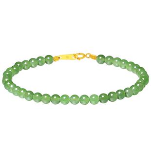 潮宏基倾玉18K金和田玉手链彩金串珠手串碧玉金镶玉生日礼物