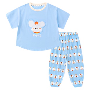 嘟嘟家儿童套装夏季多巴胺男童短袖卡通女童裤子萌趣宝宝T恤童装