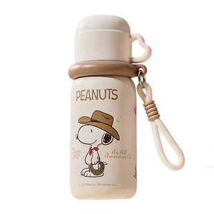 史努比儿童保温杯男女孩2026新款水杯小学生上学专用双饮吸管杯子