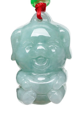 翠天玉器天然翡翠生肖猪吊坠