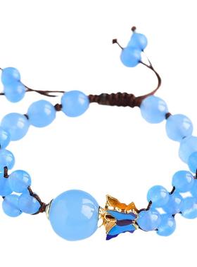 纯然饰品景泰蓝蝴蝶女编制手链