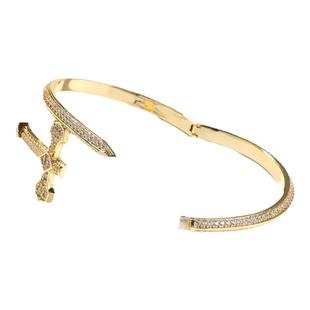 HIISEES嘻哈饰品欧美新品正义之剑手镯铜镶锆石满钻潮流百搭手饰