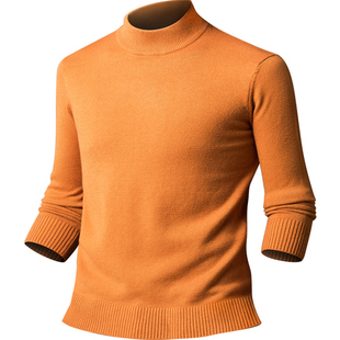 恒源祥羊毛衫男100%纯羊毛冬季新款加厚半高领毛衣纯色针织打底衫
