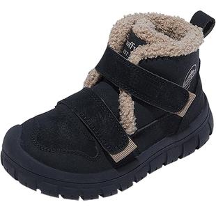 斯纳菲女童运动鞋2025冬季儿童加绒保暖棉鞋黑色高帮保暖雪地靴