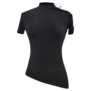 皇朝拉丁舞上衣女成年新款国标舞摩登舞服新款性感短袖舞蹈练功服