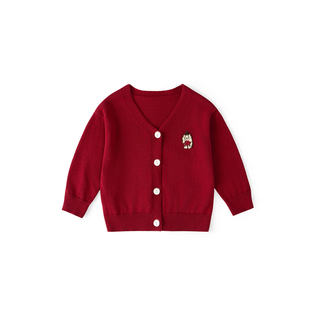 婴童2026春季新款针织衫男女童长袖毛衣开衫男宝宝时髦纯棉针织衫