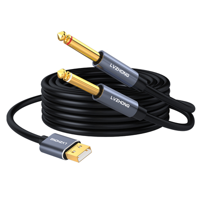 绿众外置声卡双6.5USB转6.5