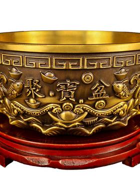 铜质聚宝盆铜缸纯铜米缸聚财铜器