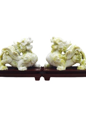 天然蓝田玉手工雕刻招财貔貅摆件