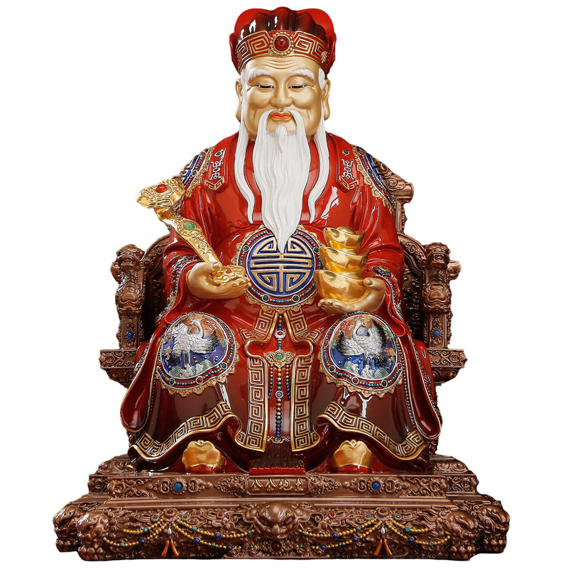 琉晶彩土地公婆一对家用供奉摆件