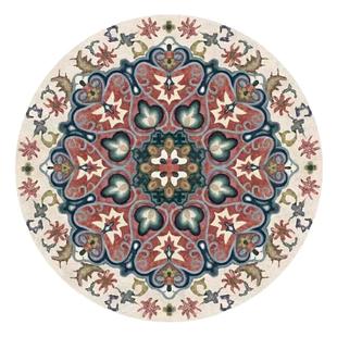 北欧中古风民族少女复古圆形不规则地毯波斯轻奢高级感化妆卧室垫