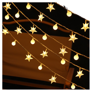 露营灯氛围串灯LED复古星星圆珠灯串网红氛围布置户外卧室装饰灯