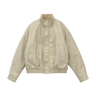 立领羊羔绒棉服男款冬季宽松保暖复古皮夹克外套2025新款高级感