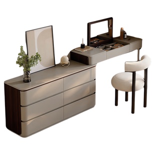 E家魅力翻盖梳妆台斗柜一体意式卧室现代简约床尾主卧化妆桌实木