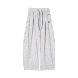 百搭显瘦美式刺绣休闲高腰时尚运动弯刀裤女2025新款冬季阔腿裤