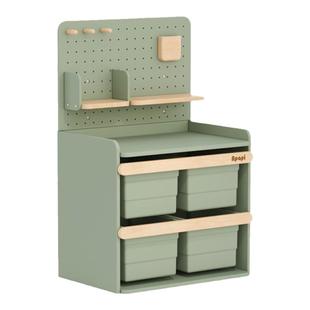 Apapi儿童玩具收纳架全实木喂养台收纳柜宝宝置物整理箱储物架