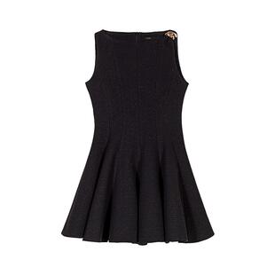 季末7折Maje2025秋冬女装法式气质圆领无袖短款修身花呢连衣裙