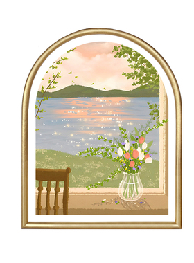 轻奢玄关卧室小众风景拱形挂画