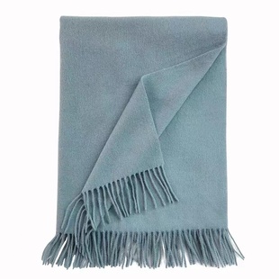 piecebypiece浅蓝色流苏围巾女2025新款冬高级感百搭情侣围脖披肩